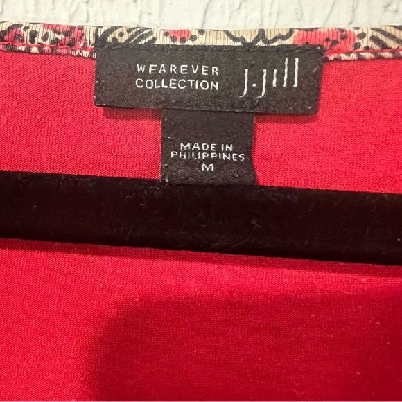 J. Jill Wearever Red Floral Short Sleeve Rayon spandex dress size medium - Picture 4 of 6
